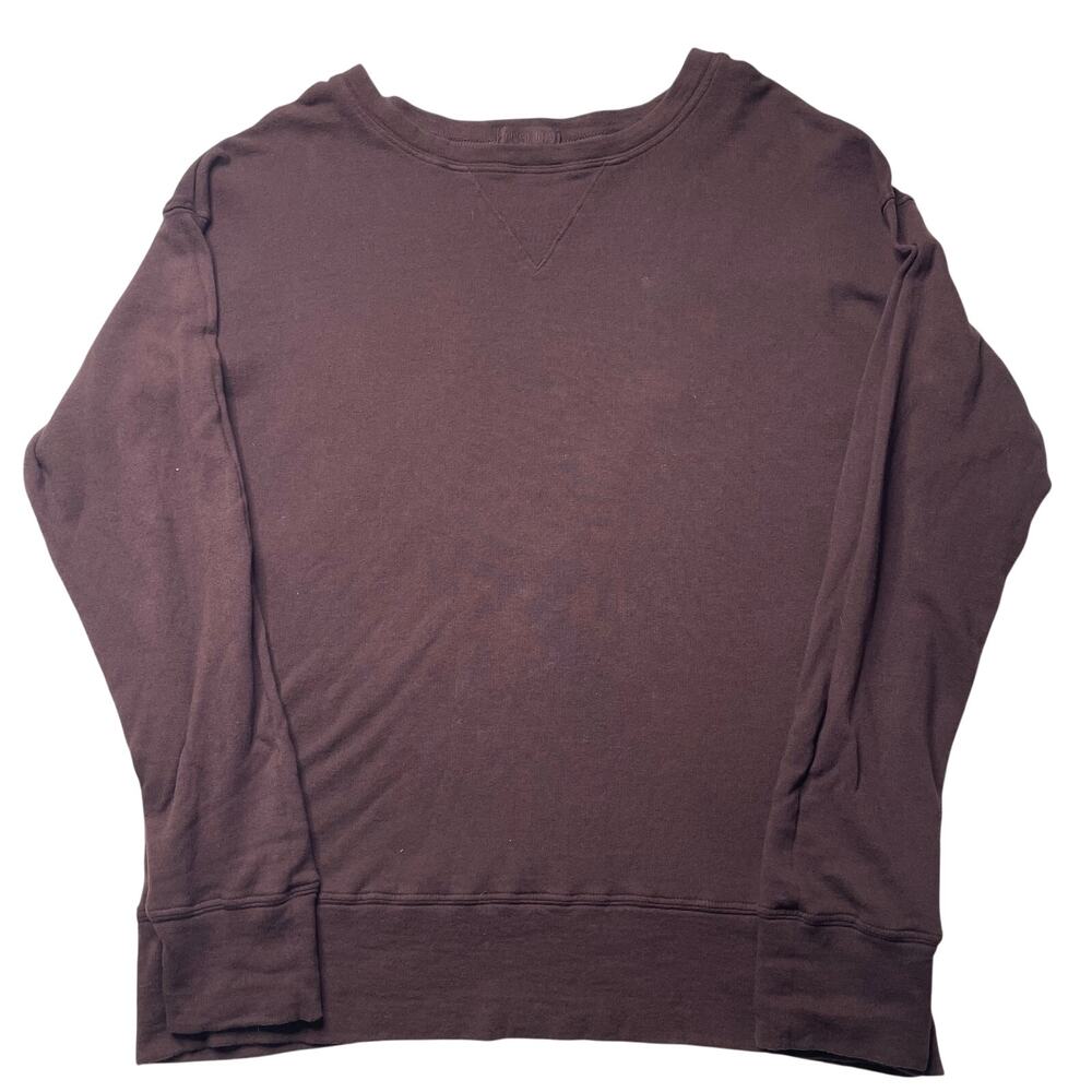 CP Shades Dark Brown Crewneck Sweatshirt XS Women's Cotton Linen Blend Comfy